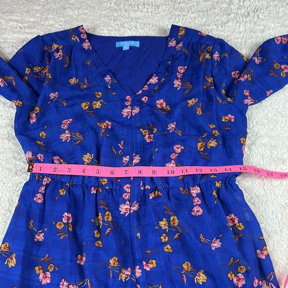 Draper James RSVP boho blue floral print prairie dress, size small - Picture 6 of 10